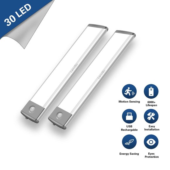 3 Pack Rechargeable 30 LED motion Sensor Light Cool White Color - Picture 2 of 11